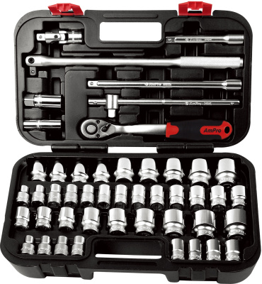 T45532 Набор головок и аксессуаров 1/2", 47 предметов (дюйм+метрика) в чемодане T45532 Набор головок и аксессуаров 1/2", 47 предметов (дюйм+метрика) в чемодане