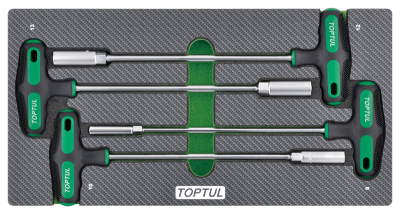 Набор торцевых ключей с Т-образной рукояткой 8,10,12,13 мм, 4 пр в мягком ложементе TOPTUL  GEA0410 Набор торцевых ключей с Т-образной рукояткой 8,10,12,13 мм, 4 пр в мягком ложементе TOPTUL  GEA0410