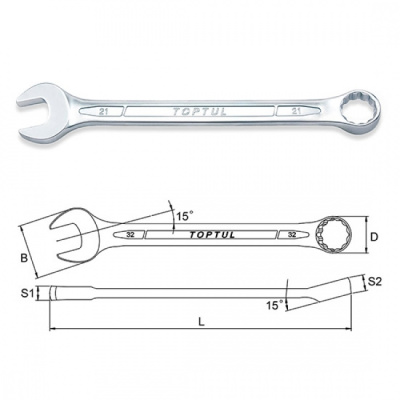 Ключ комбинированный 36 мм TOPTUL AAEB3636 Ключ комбинированный 36 мм TOPTUL AAEB3636