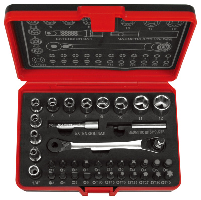 T45107 Набор головок и бит 1/4", 38 предметов T45107 Набор головок и бит 1/4", 38 предметов