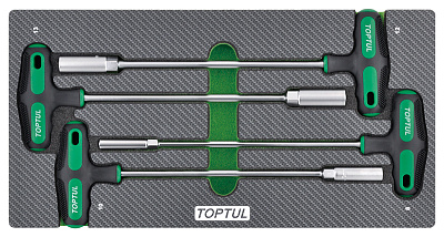 Набор торцевых ключей с Т-образной рукояткой 8,10,12,13 мм, 4 пр в мягком ложементе TOPTUL  GEA0410