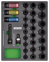Набор ударных головок 1/2'' 8-32 мм, 29 предметов в мягком ложементе TOPTUL GEB2902